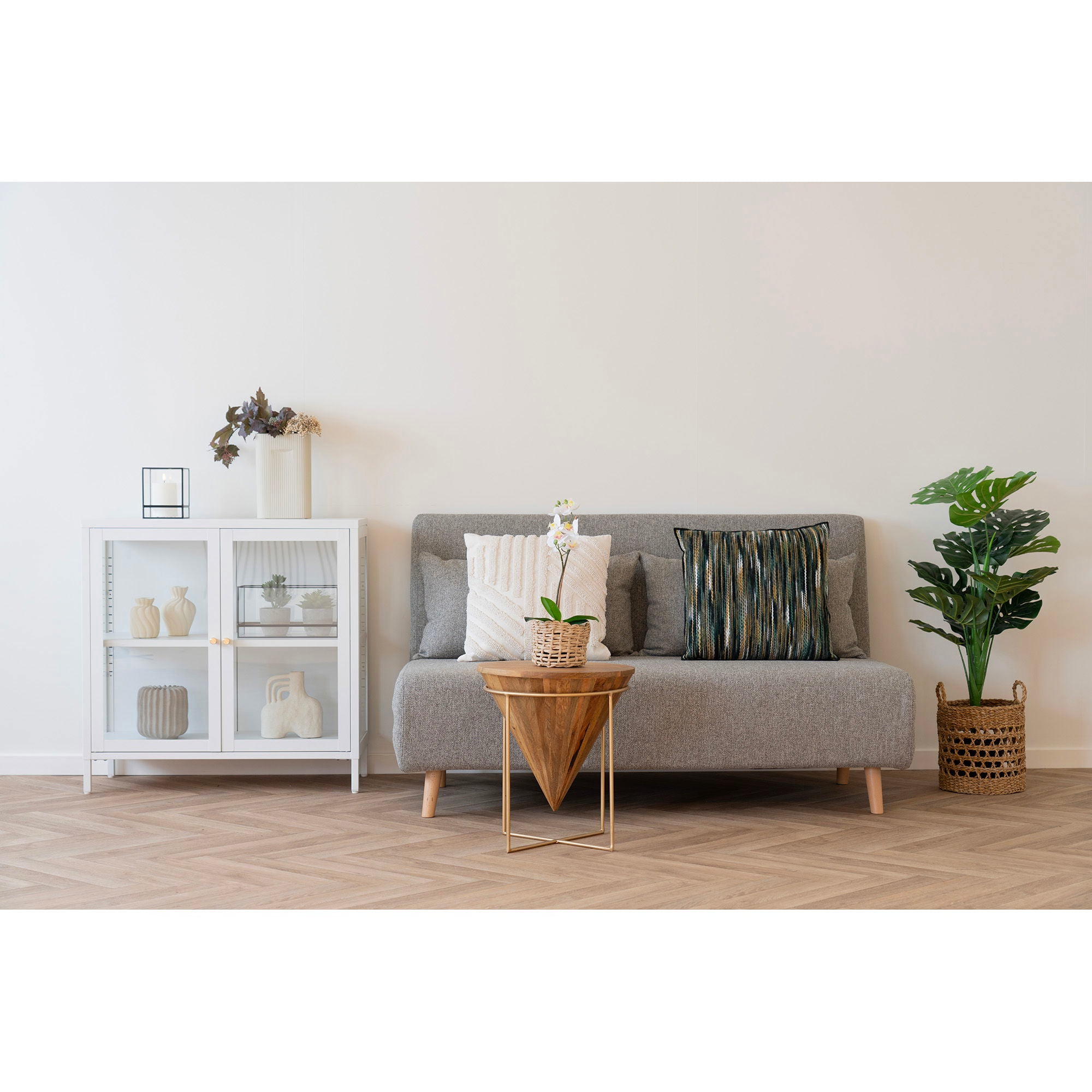 Hapur – Couchtisch aus Mangoholz und Stahl, natur, Ø40x43 cm